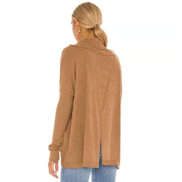 We The‎ Free Womens Ribbed Brown Cowl Neck Long Sleeve Sweater Size XL - Picture 2 of 9